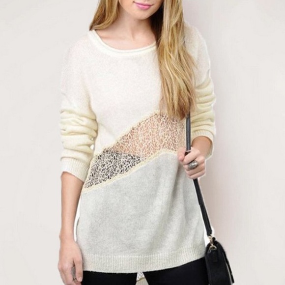 New Lace Detail Pullover Knit Sweater - Picture 1 of 9